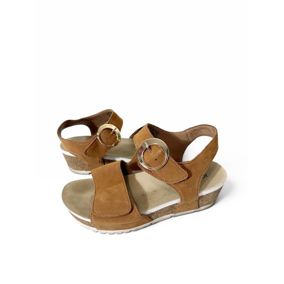 Josef Seibel Shoes - Josef Seibel Quinn 16 Cognac Tan Adjustable Comfort Wedge Sandal Size 38 EU 7 US